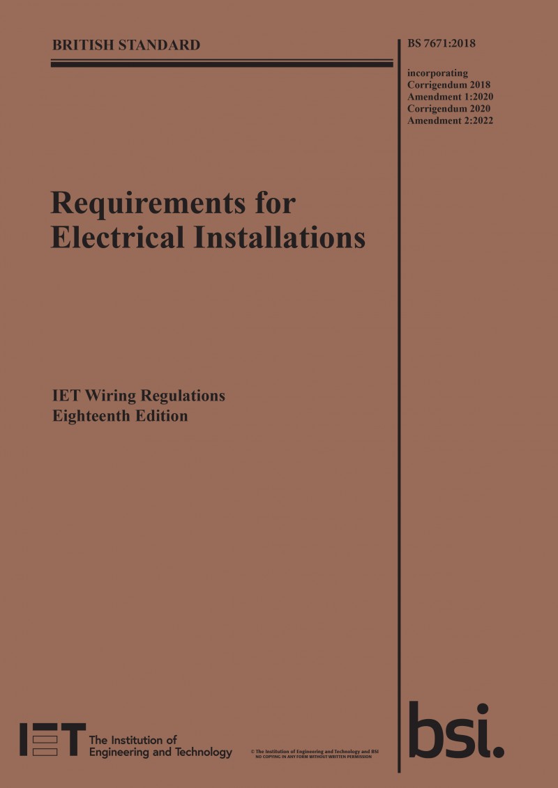 18th Edition Amendment 2 IET Wiring Regulations for BS7671:2018+A2:2022